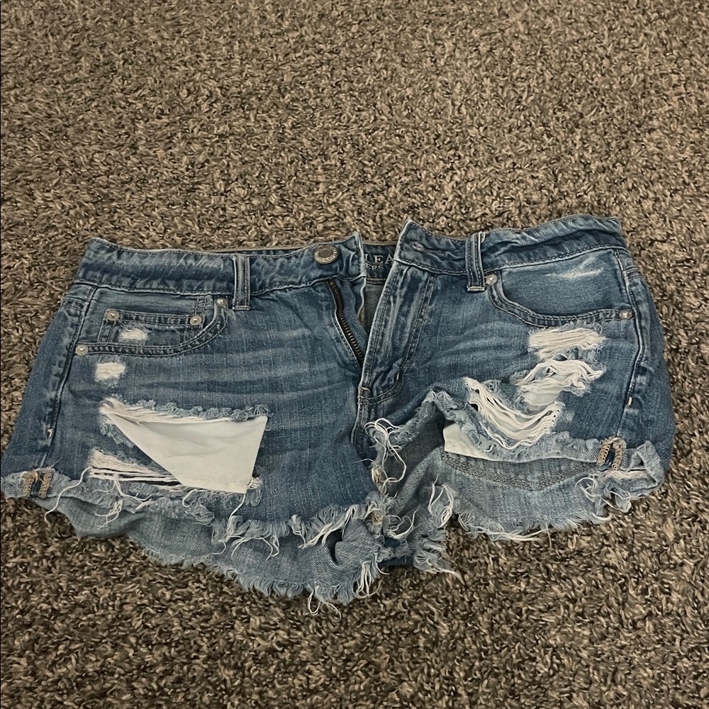 American Eagle Outfitters Ripped Blue Jean Shorts